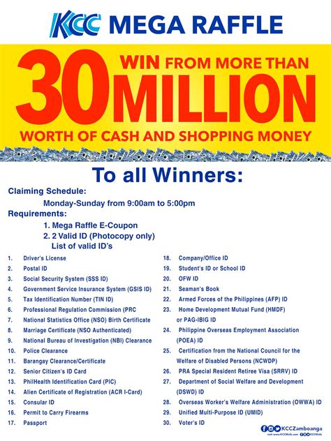KCC 30 MILLION Mega Raffle 2018: DRAW 73 WINNERS .